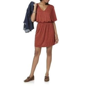 Juniors' Split Sleeve Knit Dress Burgundy NWT
